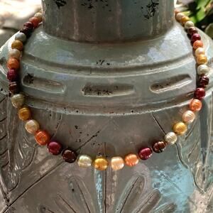 Honora Sterling Silver and Cultured Ringed Pearl Sunset Necklace 20 Inches